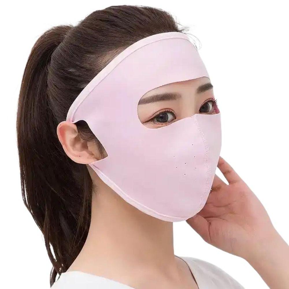 Pure Color Face Gini Mask Anti-UV Driving Face Cover Portable Ice Silk Sunscreen Mask Ladies/Girls