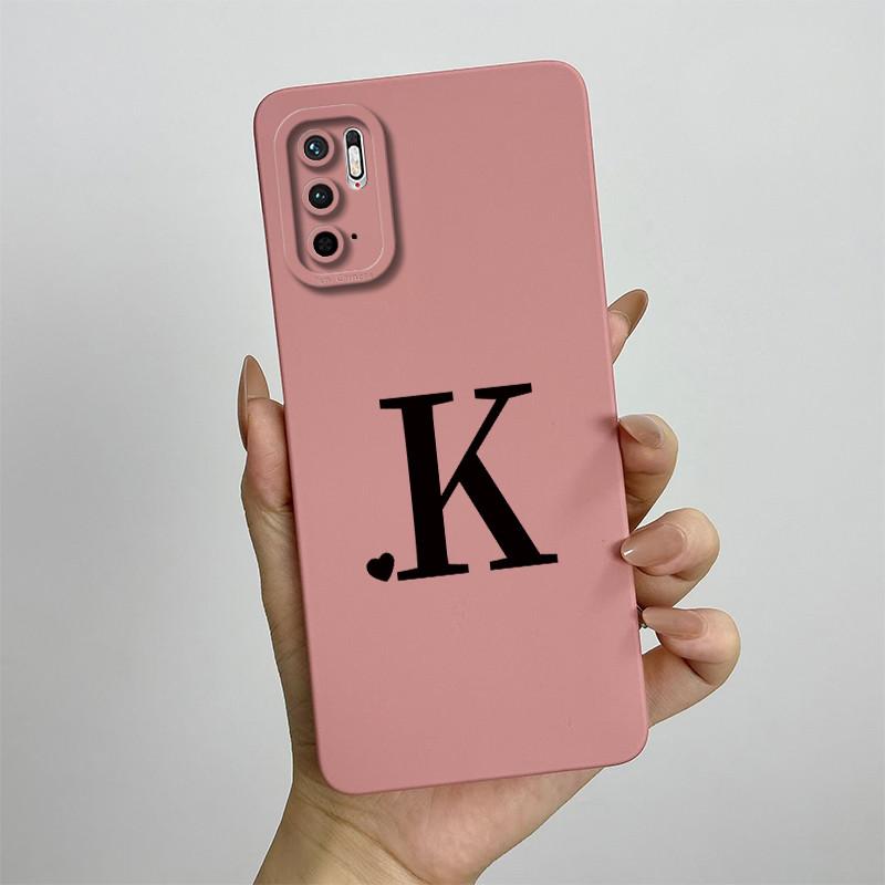 For Xiaomi Redmi Note 10 5G Case Redmi Note 10T 5G Cover M2103K19G Cute Initial Letters Square Phone Case Shockproof Back Cover
