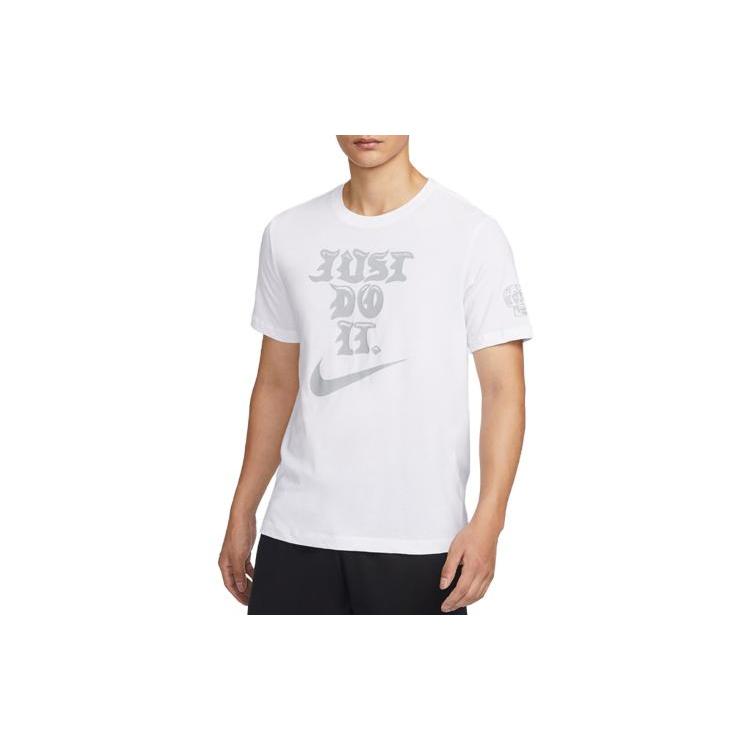 Nike T Shirts Men's White Crew Neck Moderate Straight Fit FJ2402-100