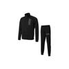 Stand Collar Zip Logo Print Jacket And Solid Color Elastic Cuff Casual Pants Set Men Jacket And Pants Set Black 585325-01