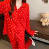 Женская весенне-осенняя красная пижама Love Newlyworship, комплект домашней одежды, пижамный комплект с длинными рукавами для девочек, повседневный комплект домашней одежды