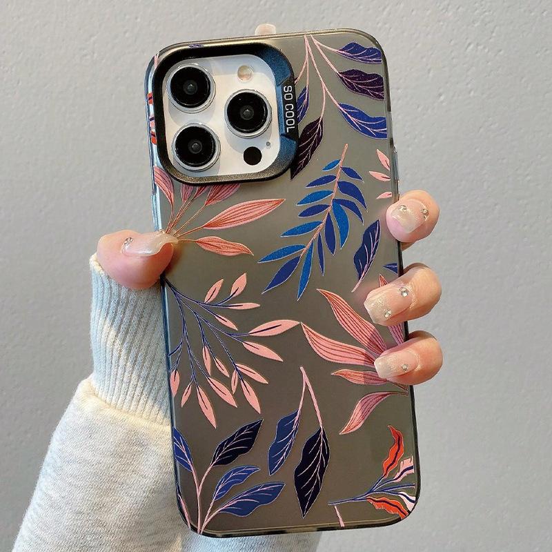 Новый цветочный IMD чехол для мобильного телефона Apple 16Pro нишевый iPhone15 цветной серебристый 13/12/11 арт 14