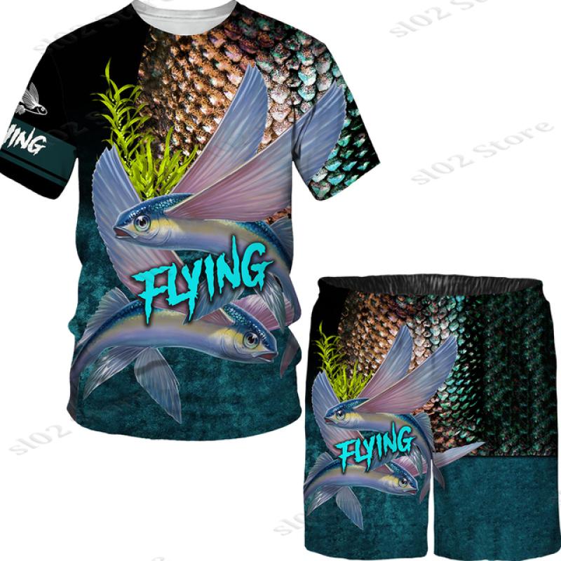 Мужская футболка с 3D принтом рыбы для спорта, рыбалки, кемпинга, камуфляжа и охоты, комплект мужской одежды, уличная одежда, футболки/шорты/костюмы больших размеров