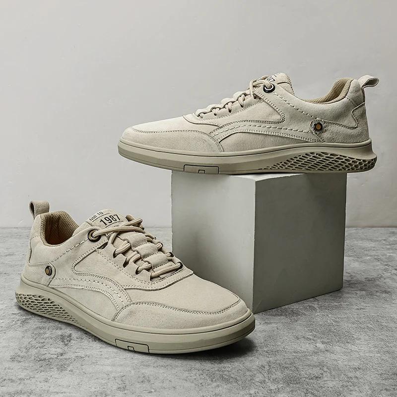 Мужская обувь мода натуральная кожа лоферы дышащие осенние шнурки удобные сетчатые повседневные туфли уличные мужские кроссовки обувь