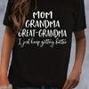 Mom & Grandma Letter Print T-Shirt Short Sleeve Crew Neck Casual Top For Summer Women's Clothing Fashion Summer T-Shirts Tops