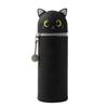 Trousse Et Pot À Crayon - Kawaii - Silicone - 2 En 1 - Tient Debout - Chat Noir