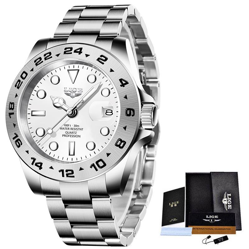 LIGE Man Wrist Watches for Men Stainless Steel Luxury Mens Watch Business Waterproof Date Clock Male Watches Relogios Masculinos