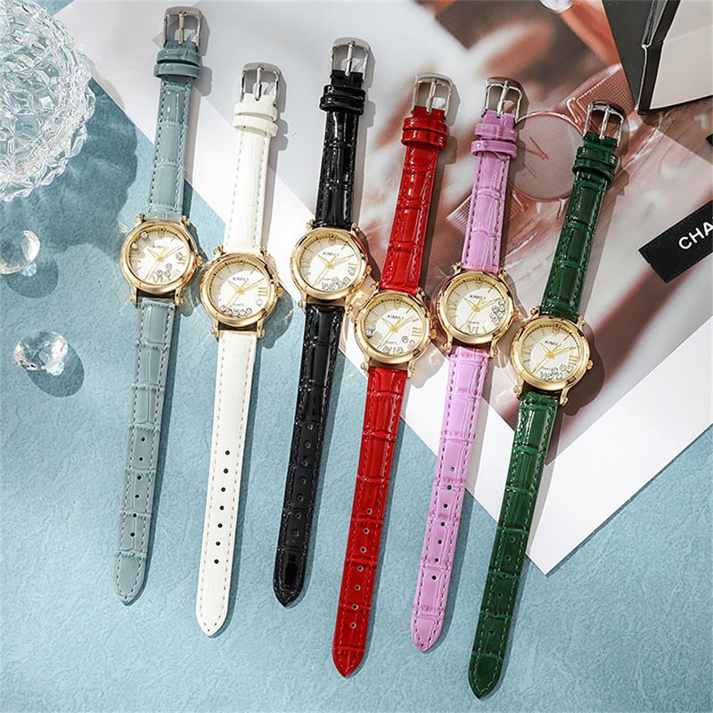 Ladies Fashion New Simple Roller Ball Small Quartz Watch Business Black Leather Women's Dress Clock Wristwatch