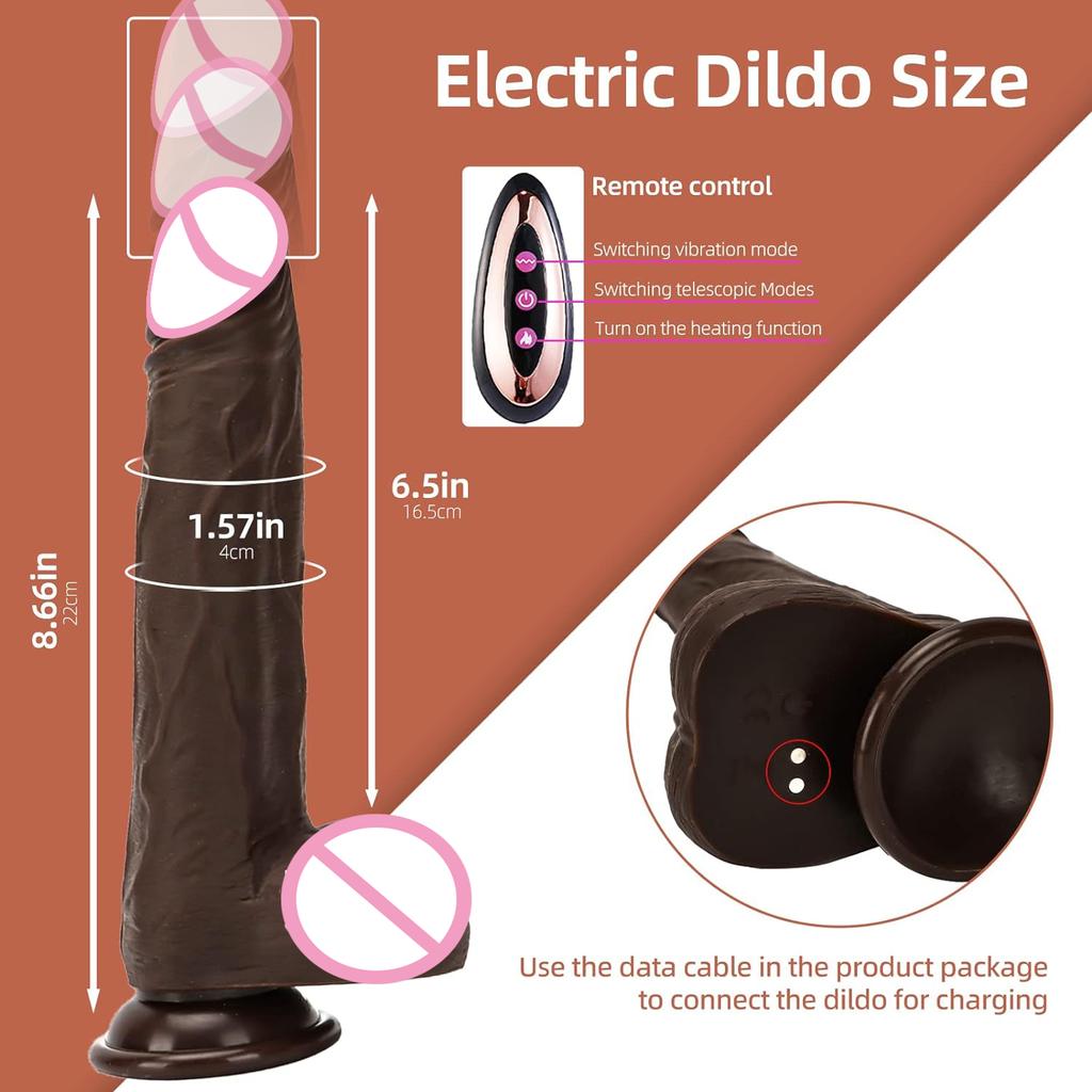 Реалистичный дилдо Огромные толкающие дилдо Вибратор для стимуляции точки G и анальной стимуляции Толстый член Вибратор с дистанционным управлением Секс-игрушки для женщин