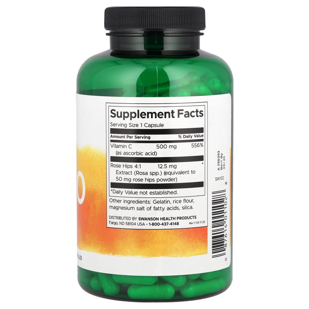 C-500, Vitamin C with Rosehip, 250 Capsules