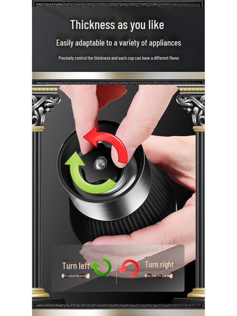 304 Stainless Steel Hand-Crank Coffee Grinder: Large Capacity, Portable, Multi-Function Bean Grinder for Home Use.