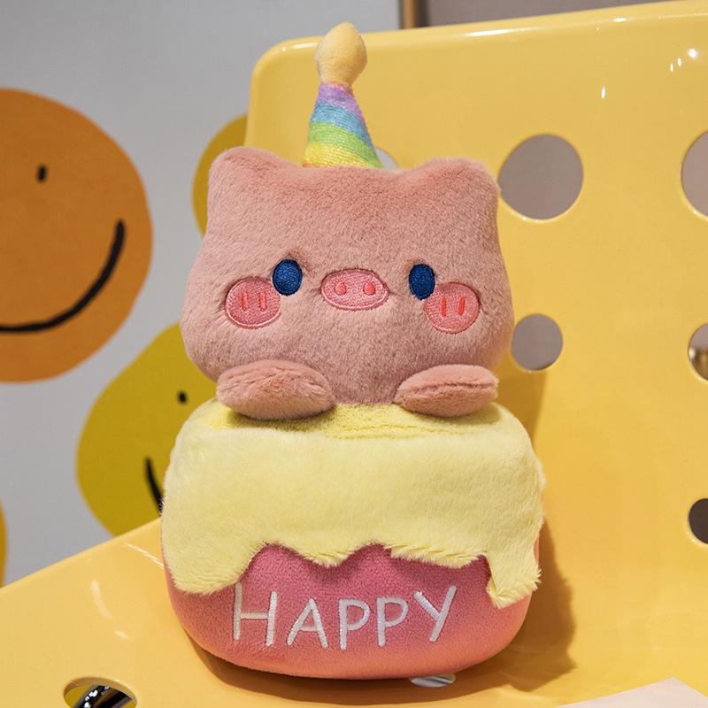 Cartoon Birthday Cake Sweetheart Dog Butter Bear Pig Doll Glowing Candle Plush Toy Singing Doll