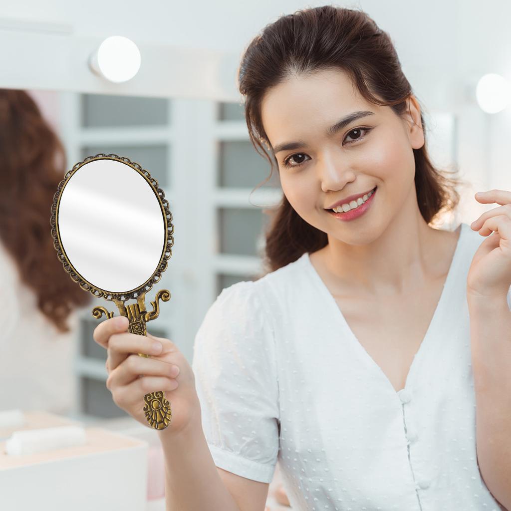 Ручное компактное зеркало Зеркало для макияжа с ручкой Настольное зеркало Маленькое красивое женское ручное винтажное компактное зеркало для путешествий