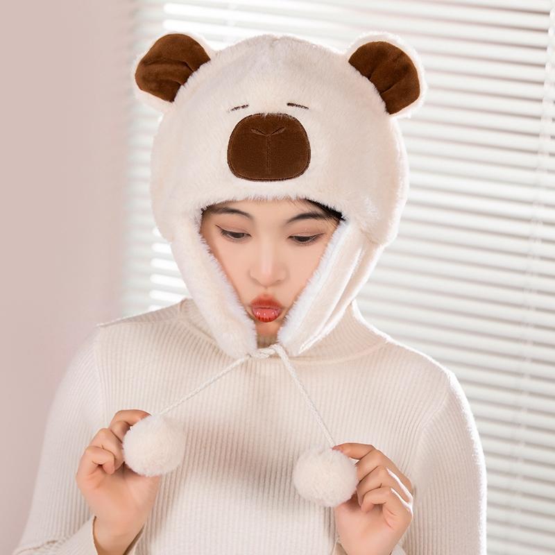 Animals Capybara Penguin Plush Hat for Cycling Warm Family and Friends Cartoon Husky Hat Christmas Gifts for The Winter Holidays