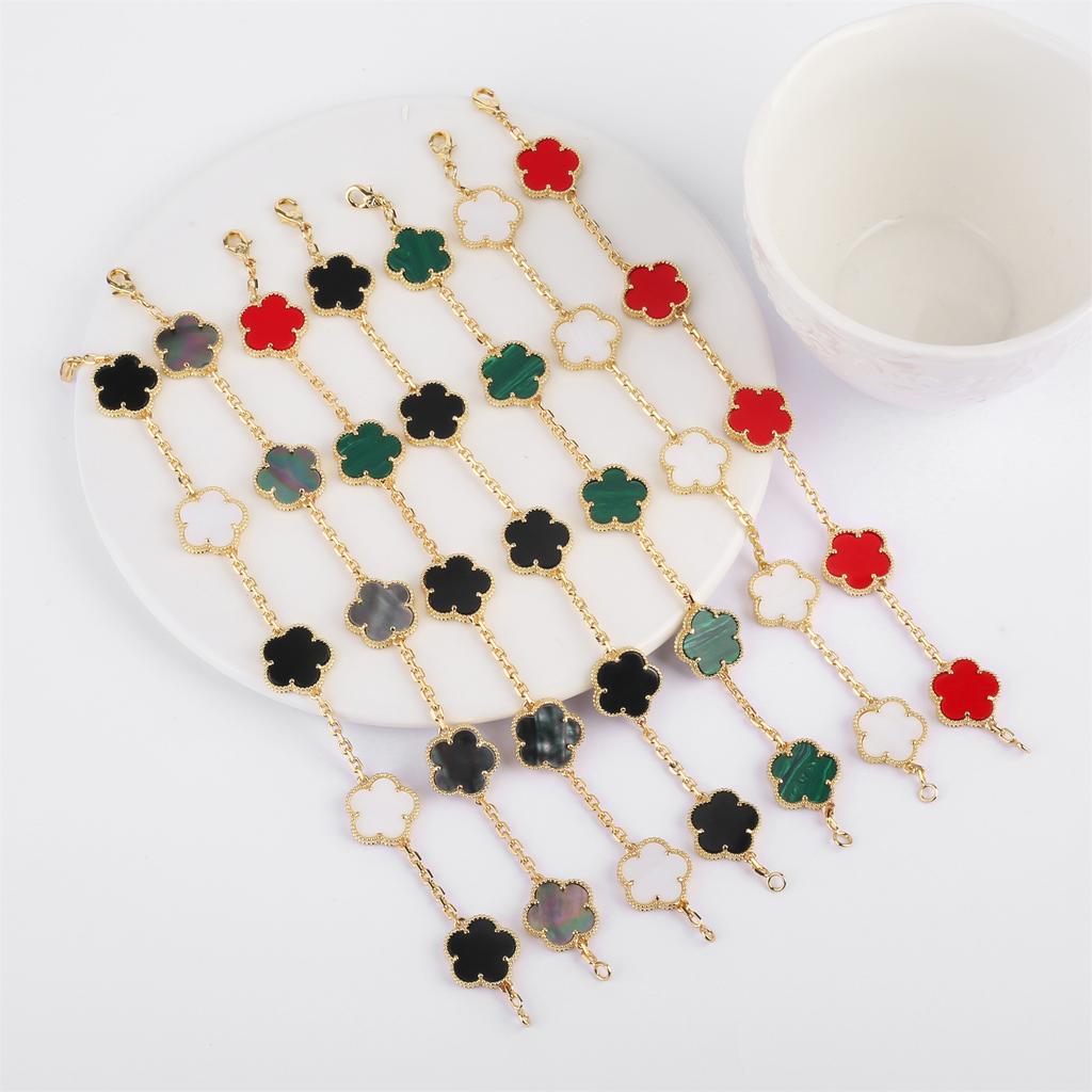 High-quality Fashion Brand Gold Silver Lucky Flower Clover Mother-of-pearl Bracelet Women's Natural Gem Hot Sale