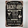 Винтажная Рустикальная Черная Металлическая Вывеска Ретро Задний Двор Барбекю Пиво Палец Вверх Искусство, Добро Пожаловать на Наш Задний Двор С Ошибками Сбор на Открытом Воздухе