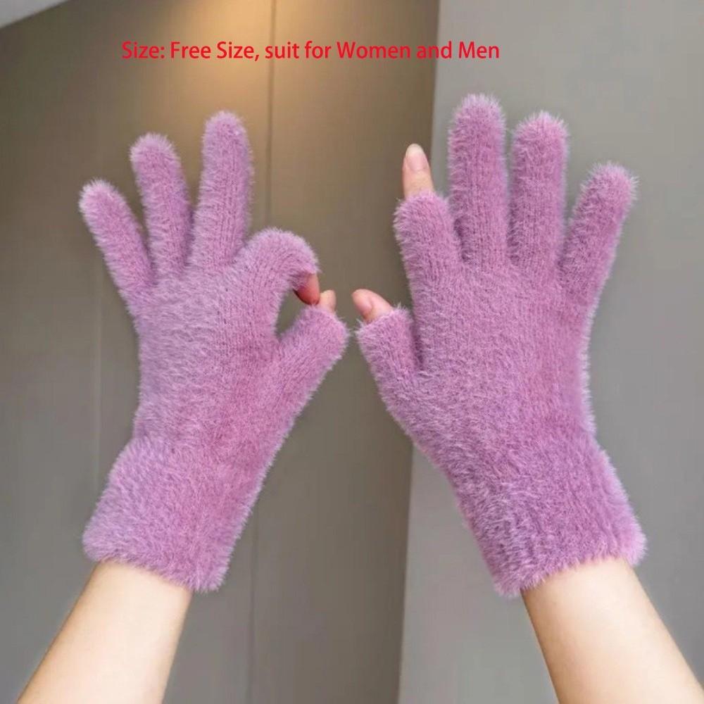 Windproof Touch Screen Gloves Solid Color Two-Finger Gloves Warm Warm Winter Gloves Hiking Driving