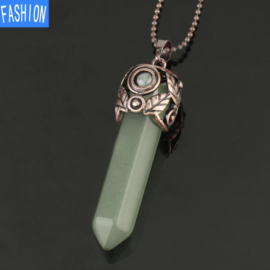 Ожерелье из натурального кристалла с шестиугольной подвеской и аметистом, осеннее и зимнее женское ретро-ожерелье