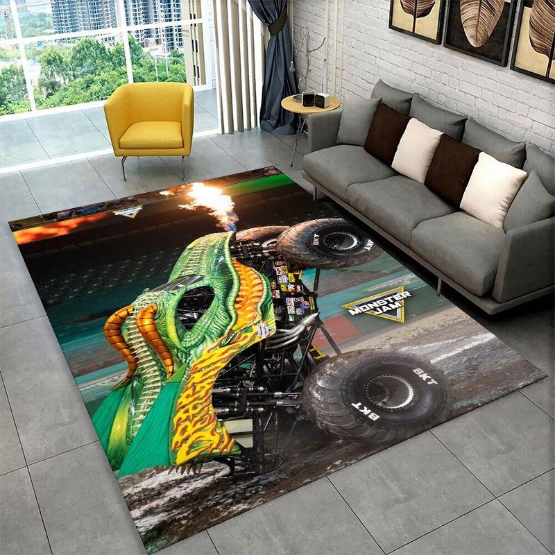 Cartoon Monster Truck Monster Jam Non-Slip Area Rug for Living Room,Bedroom,Playroom,Carpet Floor Mat Home Decor Rug Room