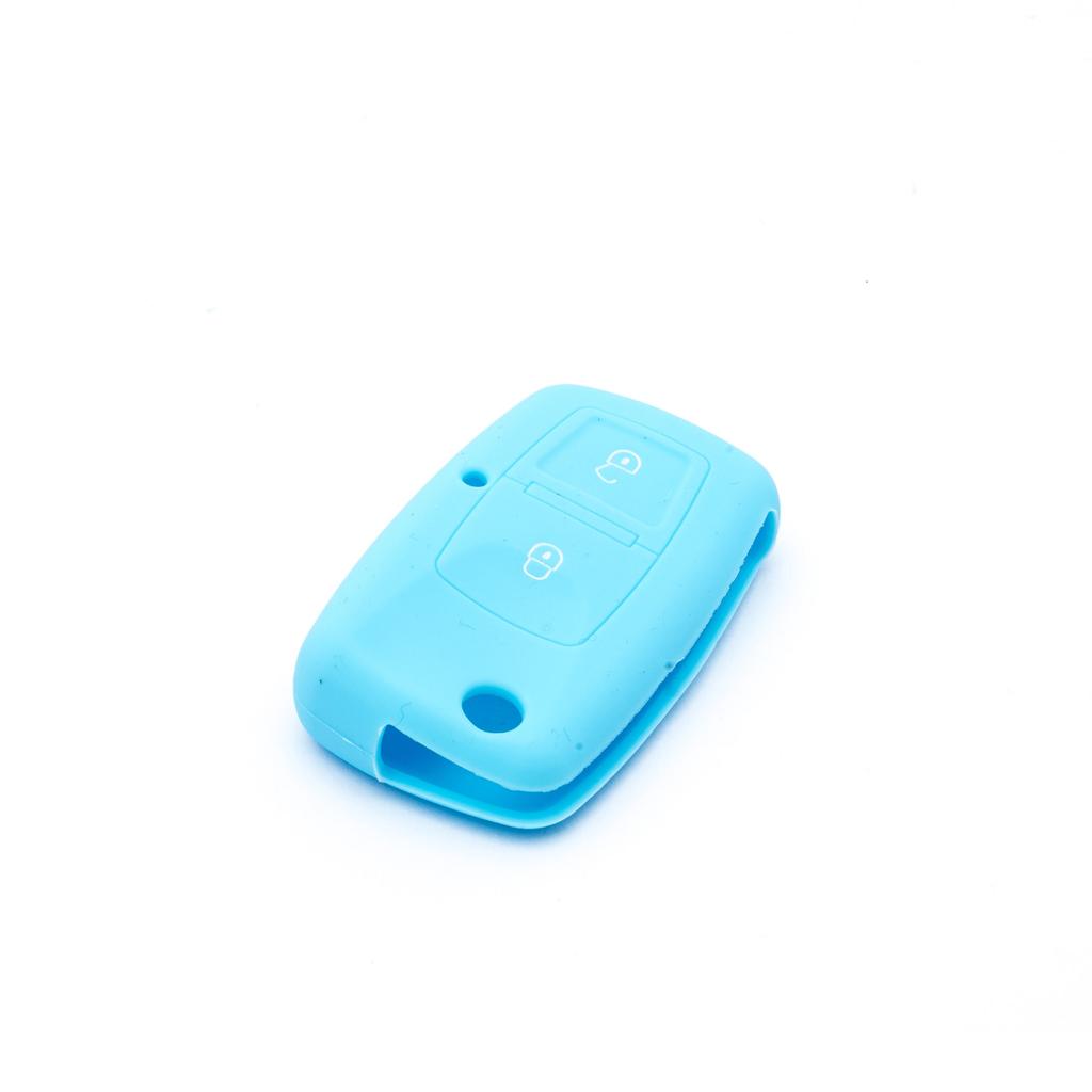 Silicone Key Cover Case Light Blue For Seat Skoda Vw