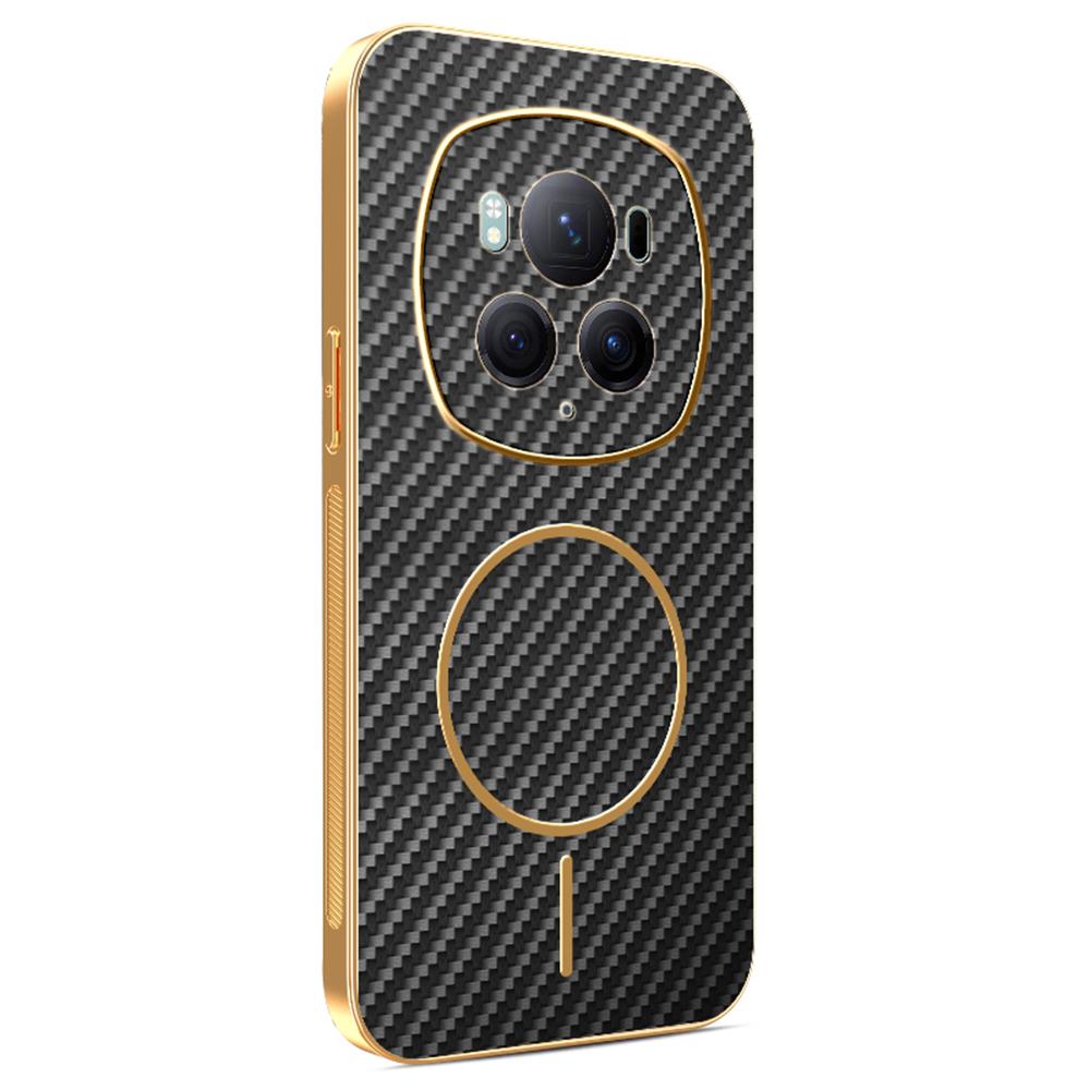 For Honor Magic6 Pro 5G Phone Case Carbon Fiber Textured Electroplated TPU Back Cover