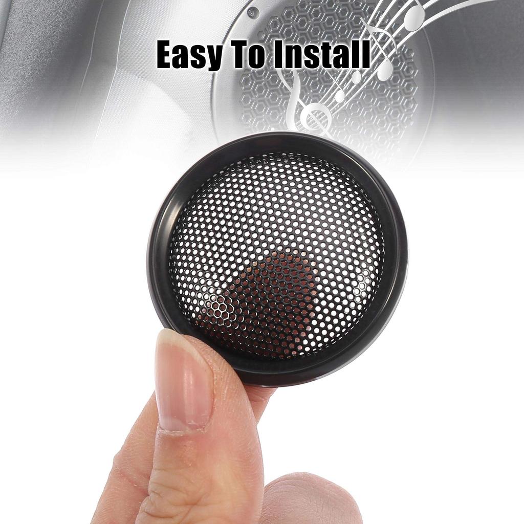 X AUTOHAUX Speaker Cover Speaker Grille Cover 43x8mm Mesh Subwoofer Grille Horn Glossy Guard Protector Plastic Iron Black 2 Pack