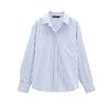 Za Fall and Winter White Base Shirt Tops Loose Long Sleeves Single Striped Style with Pockets Shirt Female 2173262 7727760