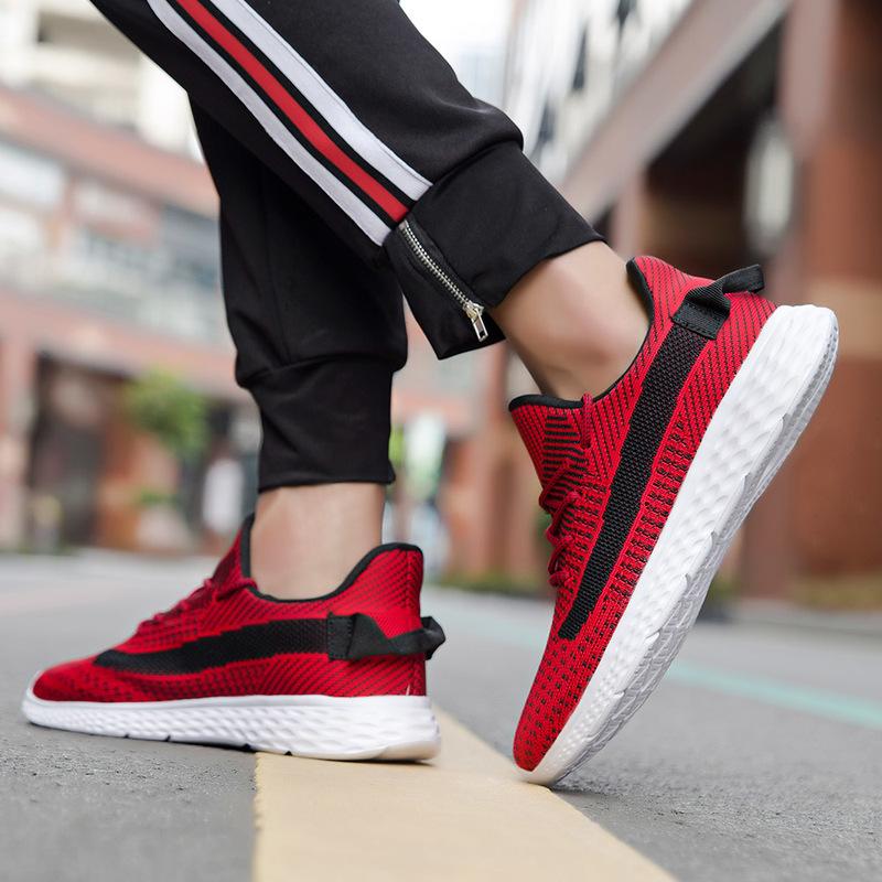 Мужская обувь большого размера 38-48, сверхлегкие кроссовки с дышащей сеткой и летающей тканью