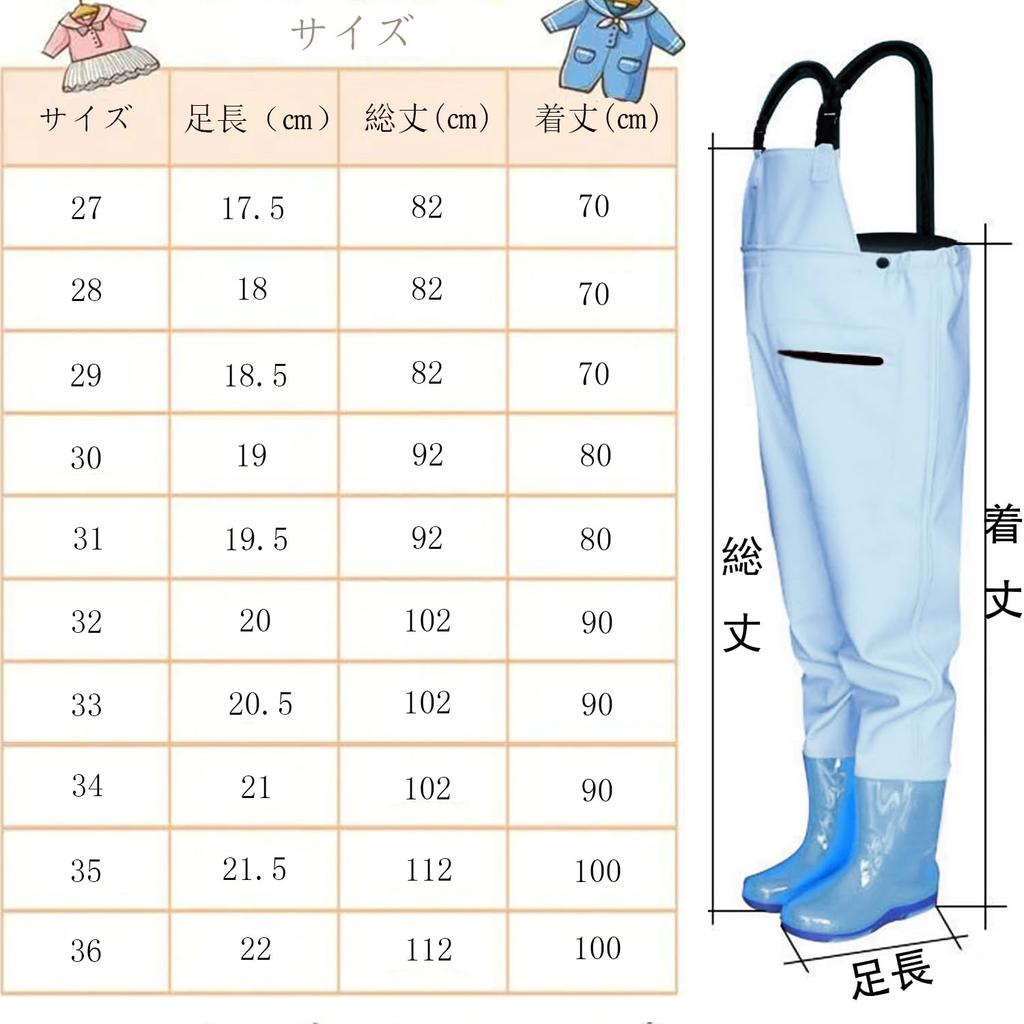 Waders with Integrated Waterproof and Waders Foot Length Ech.Apr Kids' Chest-High Boots, Pants, Pockets, Non-Slip (Light Blue, 18cm)