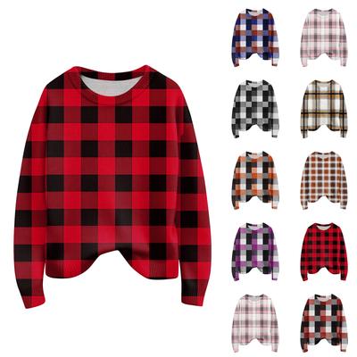 Пуловеры с длинным рукавом для женщин, с круглым вырезом, повседневные, милые, с принтом, вязаные, оверсайз