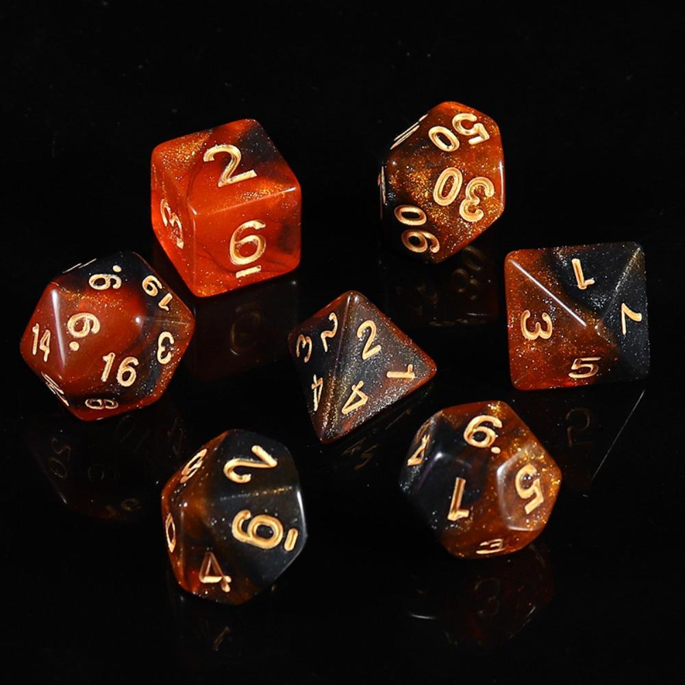 7PCS/Set Digital Acrylic Dice Polyhedral Mixed Color Dice Pearlescent Dice  for RPG DnD