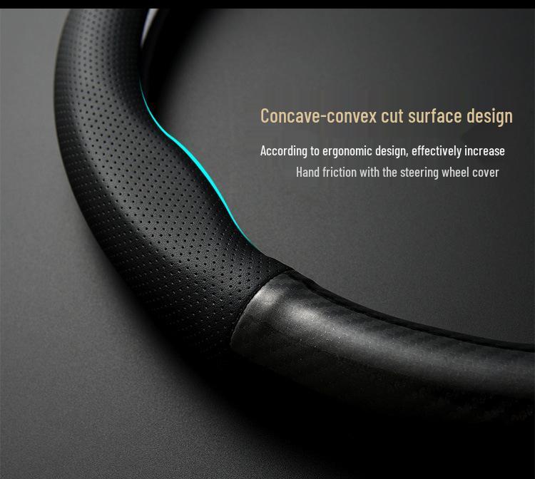 Оригинальная кожаная противоскользящая оплетка на руль для моделей Mazda (2, 3, 6, 8) - Всесезонный дизайн из углеродного волокна