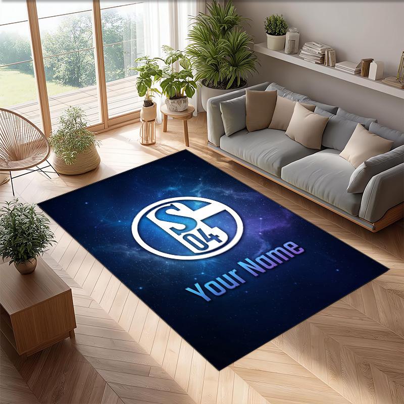 Schalke 04 FC Printed Crystal Velvet Rug Non‑Slip Crystal Velvet Carpet For Sofa Bedroom Indoor Home Decoration