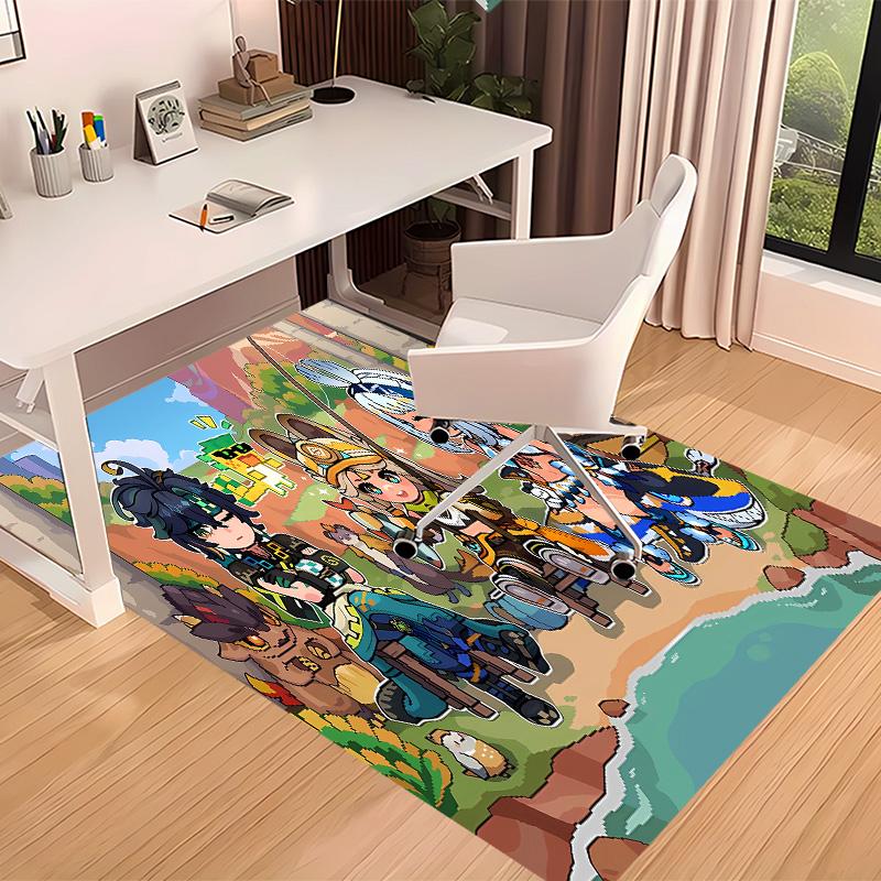 Genshin Impact characters9 Printed Absorbent Washable Carpet, Non-Slip Bathroom Mats, Kitchen Rugs, Yoga Mat,Living Room Entrance, Camping Picnic Rugs