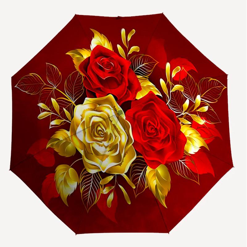 1PC Rose Gold Automatic Open/Close Umbrella with Windproof, 8-Rib Sturdy Canopy, Durable Ribs, Fashionable Design,1257A