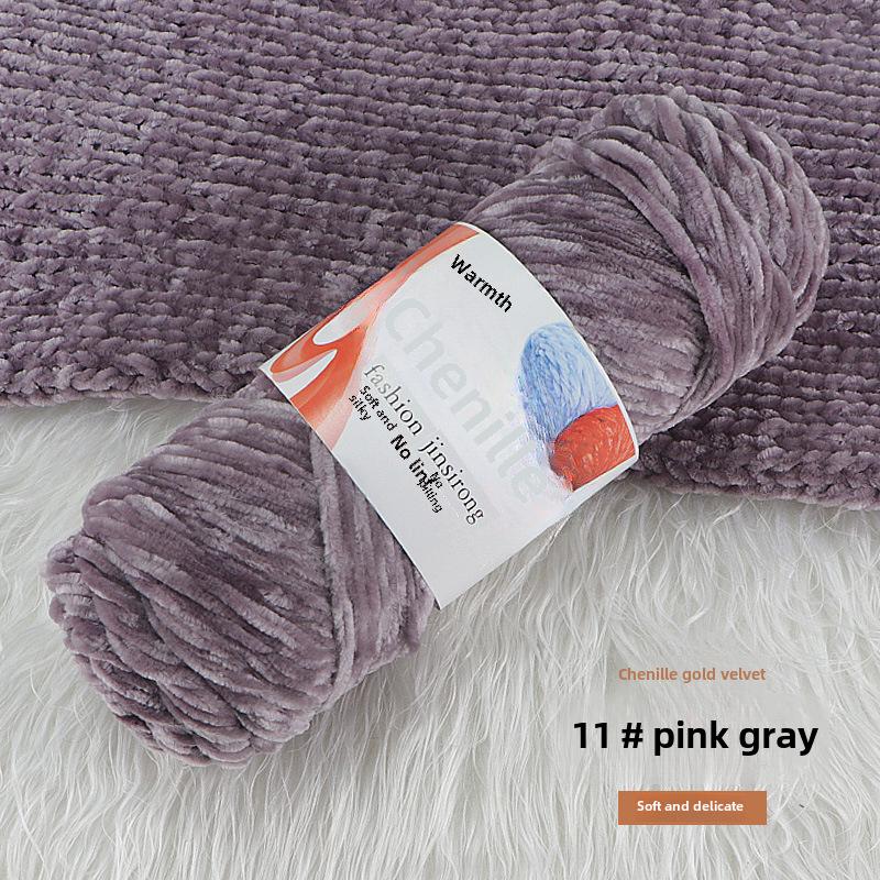 Вязаный шарф, шапка, тапочки крючком из золотистого бархата с шениллом, набор для самостоятельного вязания из кукольной шерсти