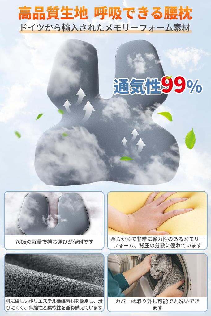 Поясничный подголовник с фиксированным ремешком и эффектом памяти, влагопоглощающий поясничный подголовник для подарков, подушка, пена, поддержка, эргономичный, удобный, в комплекте, чехол, моющийся, впитывающий, дышащий,