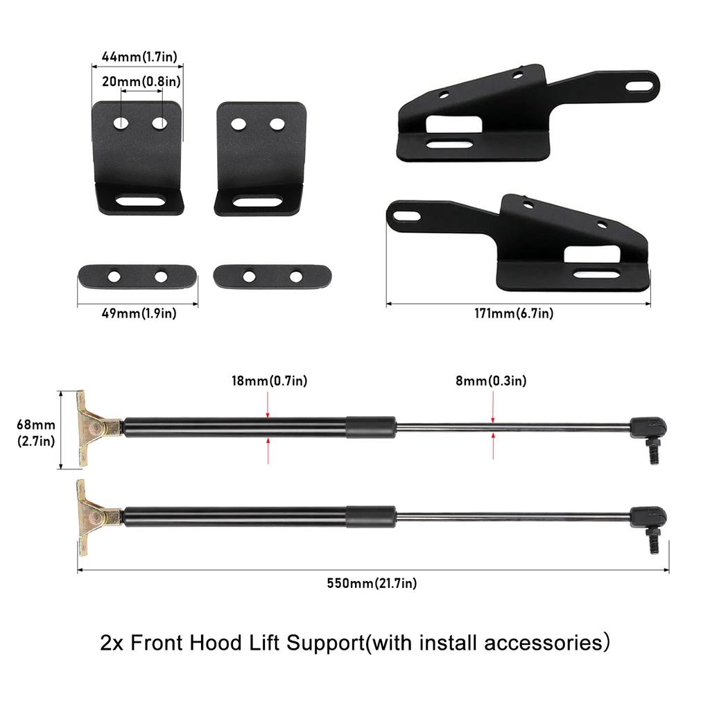1 Pair Front Hood Lift Support Kit Struts Bar Rods Assist Kit For Jeep Wrangler JK Models 2011-2018 Gas Spring Bracket