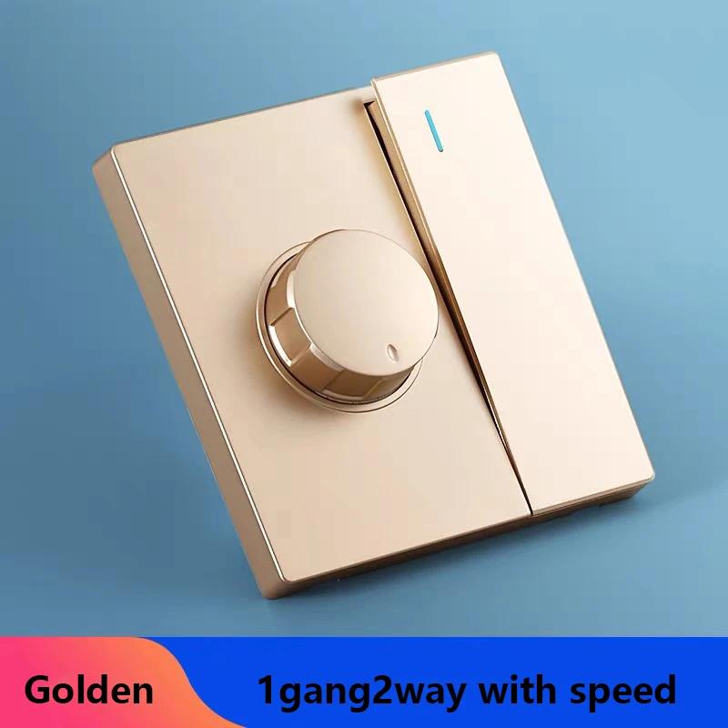 Серый матовый Eu универсальный 1-клавишный 2-позиционный выключатель света с переключателем скорости вращения вентилятора, панель управления потолочным вентилятором вытяжки переменного тока 110-250 В