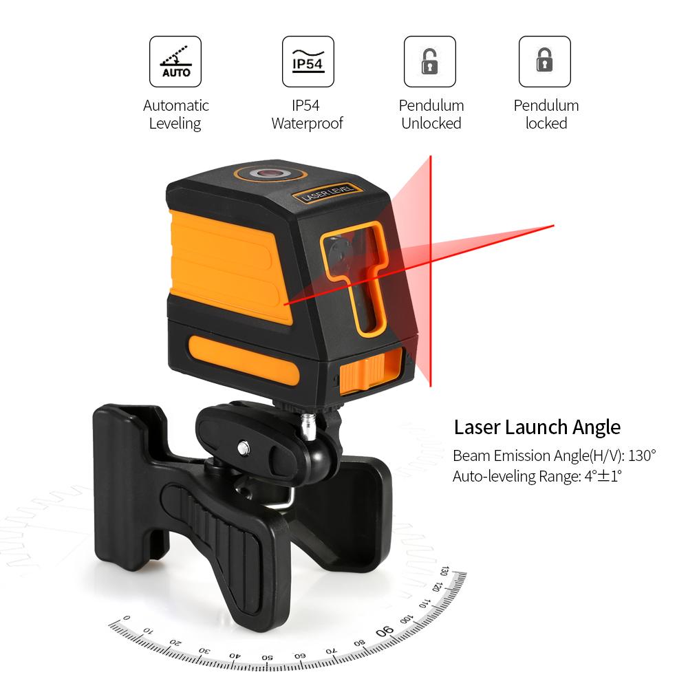 Самовыравнивающийся 2-линейный красный лазерный уровень. Профессиональное горизонтальное и вертикальное выравнивание перекрестных линий.