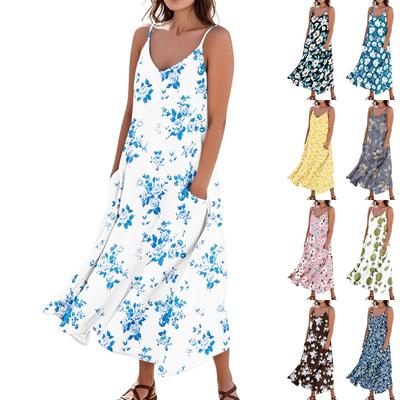Женское летнее платье, повседневные свободные длинные пляжные платья для отдыха