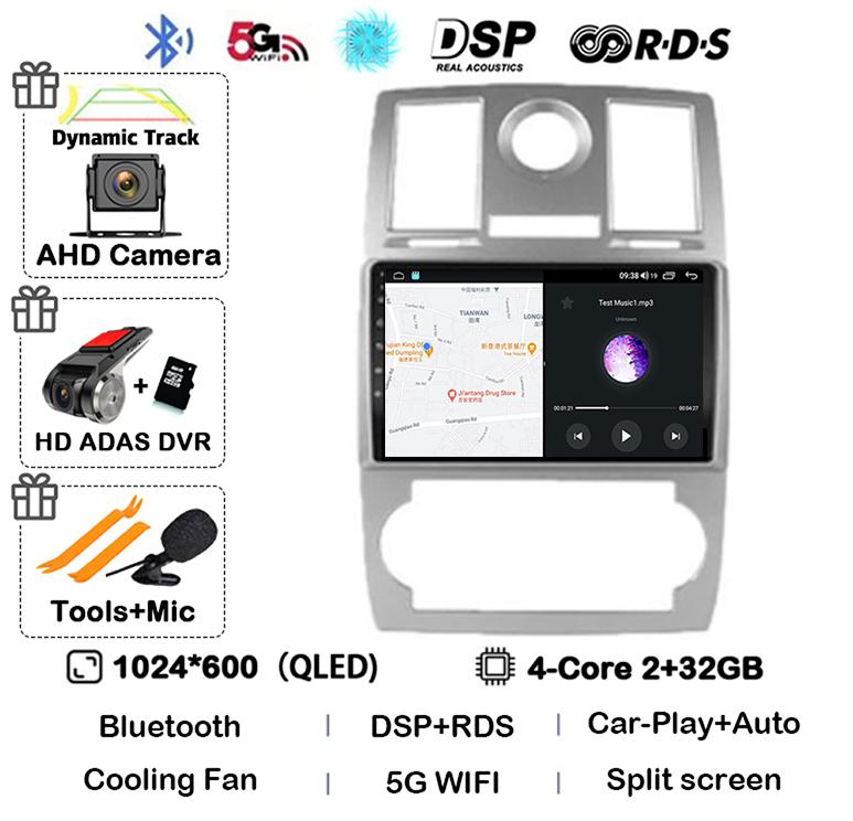 Android 14 Auto Carplay 4G+WIFI For Chrysler Aspen 300C 2004 2005 2006 2007 2008 Multimedia Video Player Car Radio GPS Stereo BT