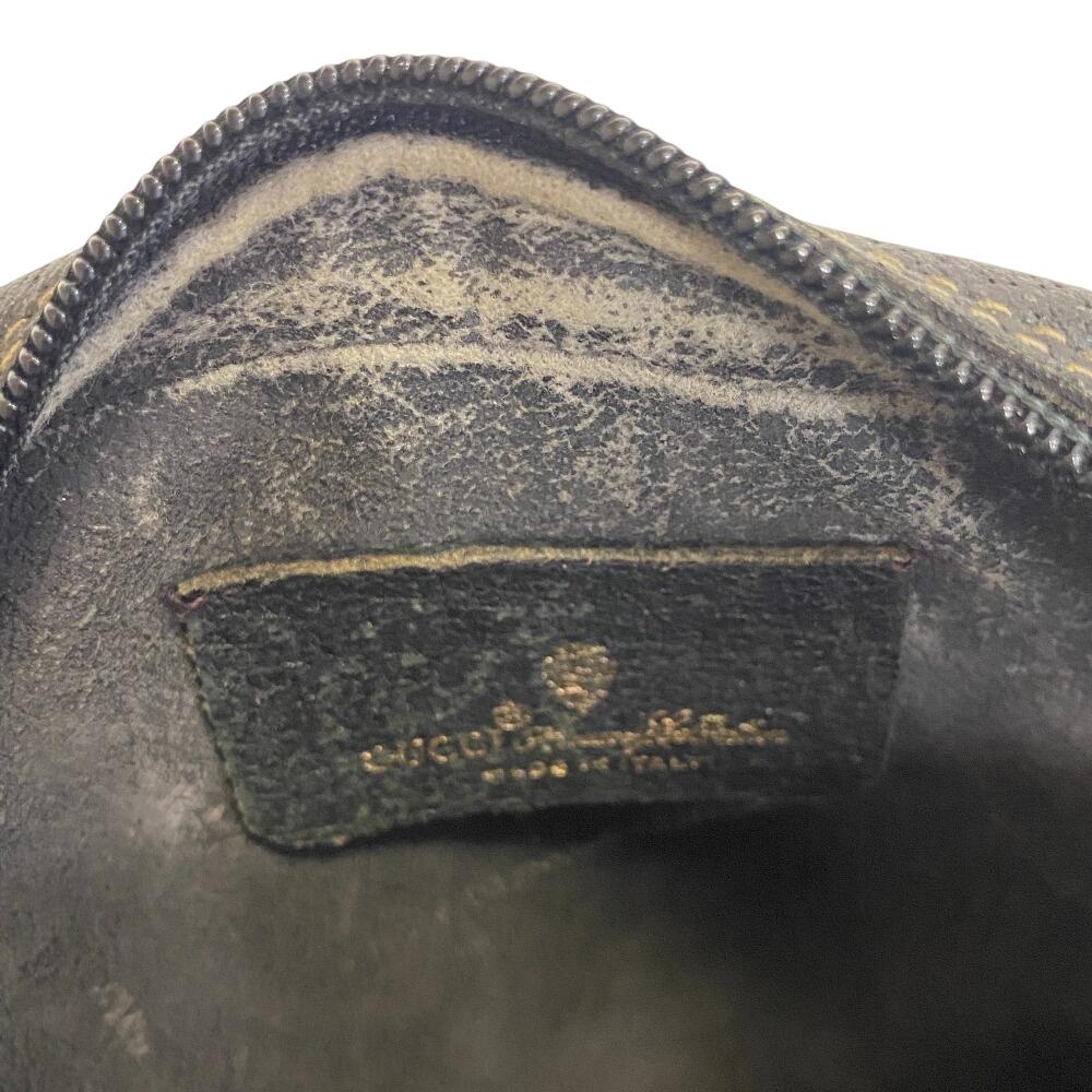 Gucci 066 Старая сумка-клатч Gucci линия Shelly с узором GG из кожи Наплечная сумка из серой кожи Женская Б/у