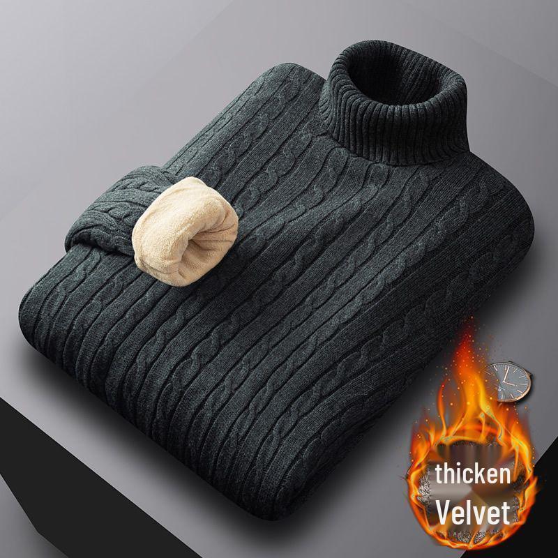 Men's 2023 Thick Velvet Turtleneck Sweater – Warm, High-End, 100% Cotton, Stylish and Comfortable