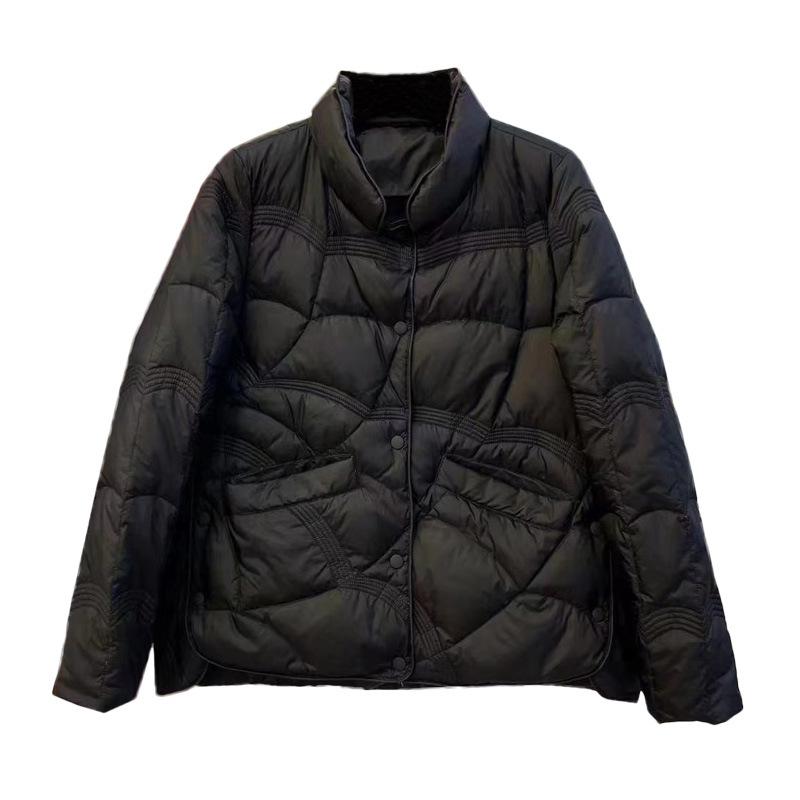 FASHION2024 Зимняя легкая и тонкая белая куртка-стойка из утиного пуха, женская свободная верхняя одежда, теплая модная короткая куртка, трендовая одежда