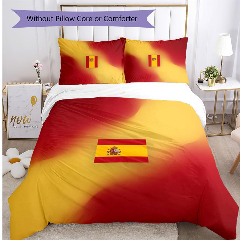 Spain football Printed Bedding 3 Piece Set Cozy Breathable Bed Cover Set as Housewarming Holiday Gift