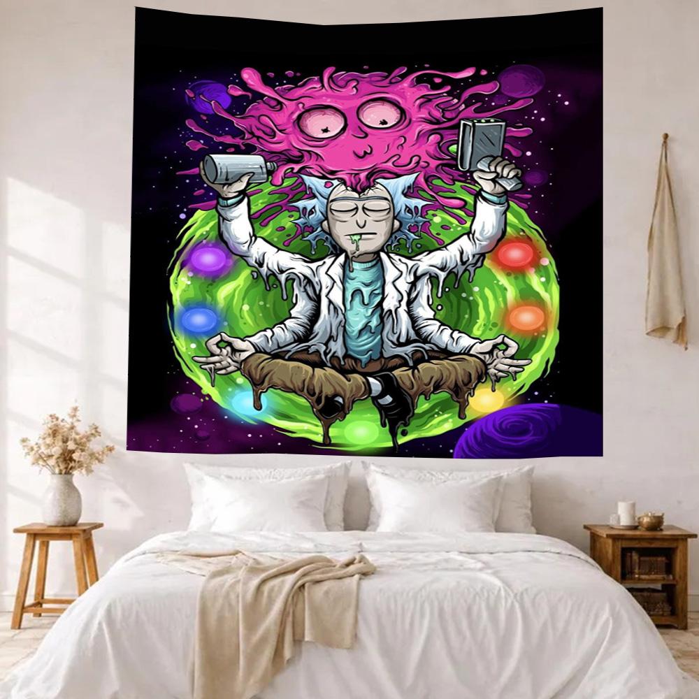 Rick Morty Wall Decor Tapestry Art For Pet Memorial Birthdaywedding Party Backdrop Family Gift