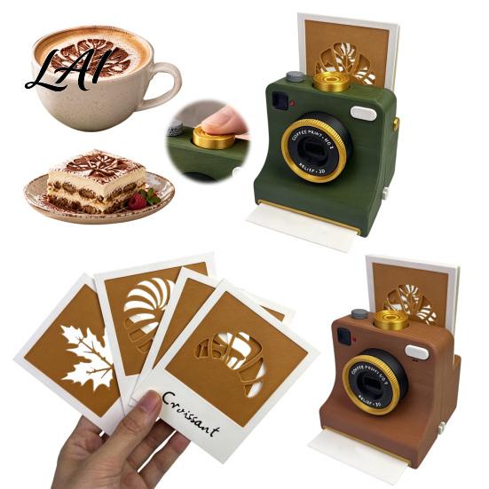 Kitchen Coffee Art Accessory 3D Printed Printer Latte Camera One-Click Stencil with Creative Device Multiple Cards Mechanical Manual Coffees