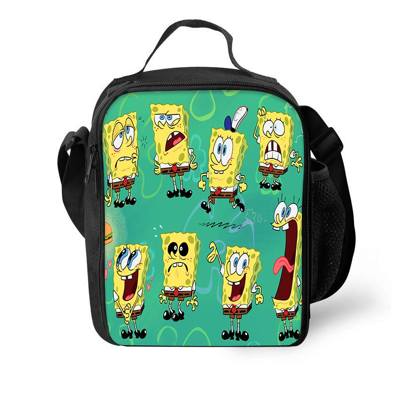 SpongeBob Student Lunch Bag Kids Handheld Insulated Lunch Box Printed Cartoon Storage Bag Portable Lunch Tote