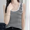 Women Tank Striped Summer T-shirt Sleeveless Knit Top Vest Female O-neck Knitwear Summer Tees